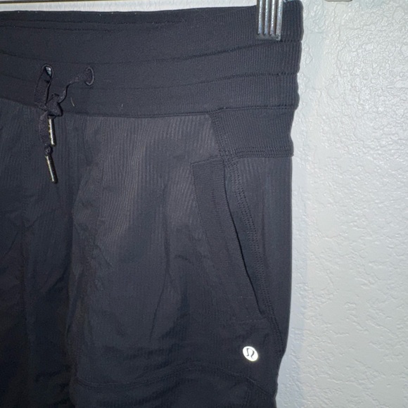 Lululemon Black Dance Studio Striped Tie Waist Cropped Athletic Pants Size 6 - Picture 3 of 5